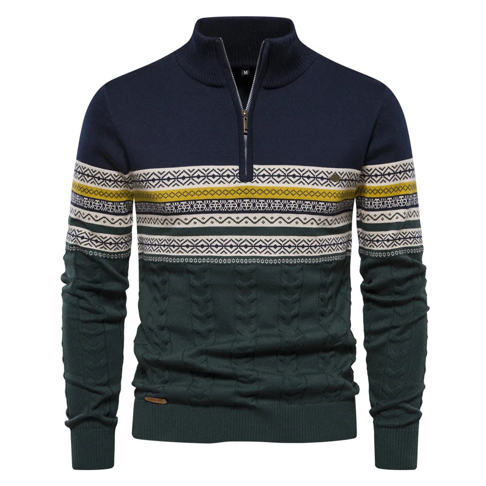 ADRIEN™ | Pull Fair Isle à demi-zip